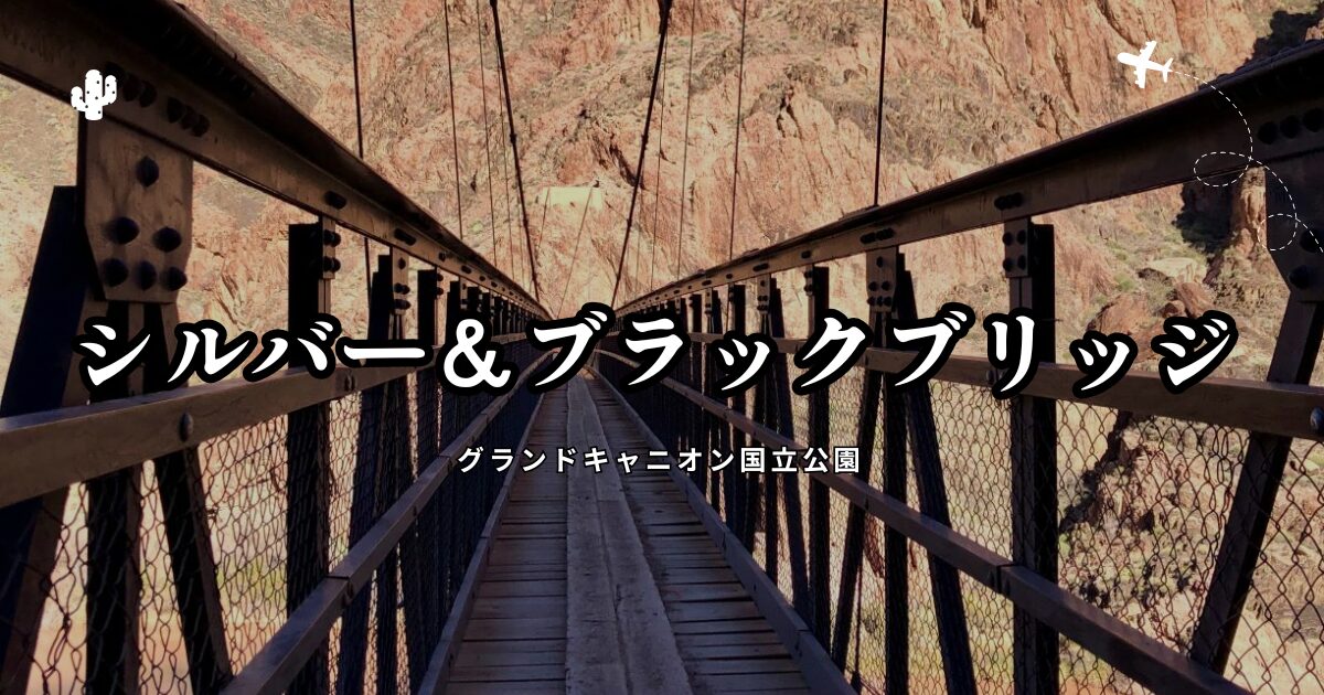 グランドキャニオン谷底のシルバー＆ブラックブリッジ